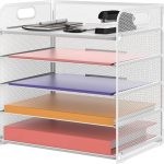 Supeasy 5 Trays Paper Organizer Letter Tray with Handle-Mesh Desk File Organizer,Black Paper Sorter Desk Organizer for Office,Home or School